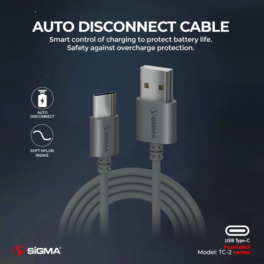 Sigma Turbo Type-C Cable 2.4A Auto Disconnect - TC-2 image 2