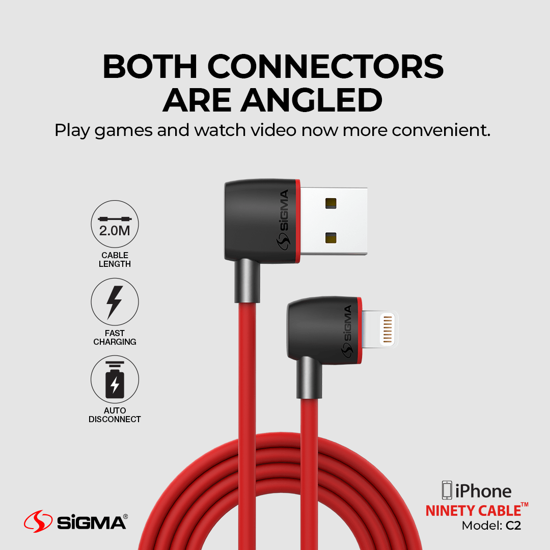 Sigma C2 - Ninety Cable Lighting For iPhone Auto Disconnect image 3