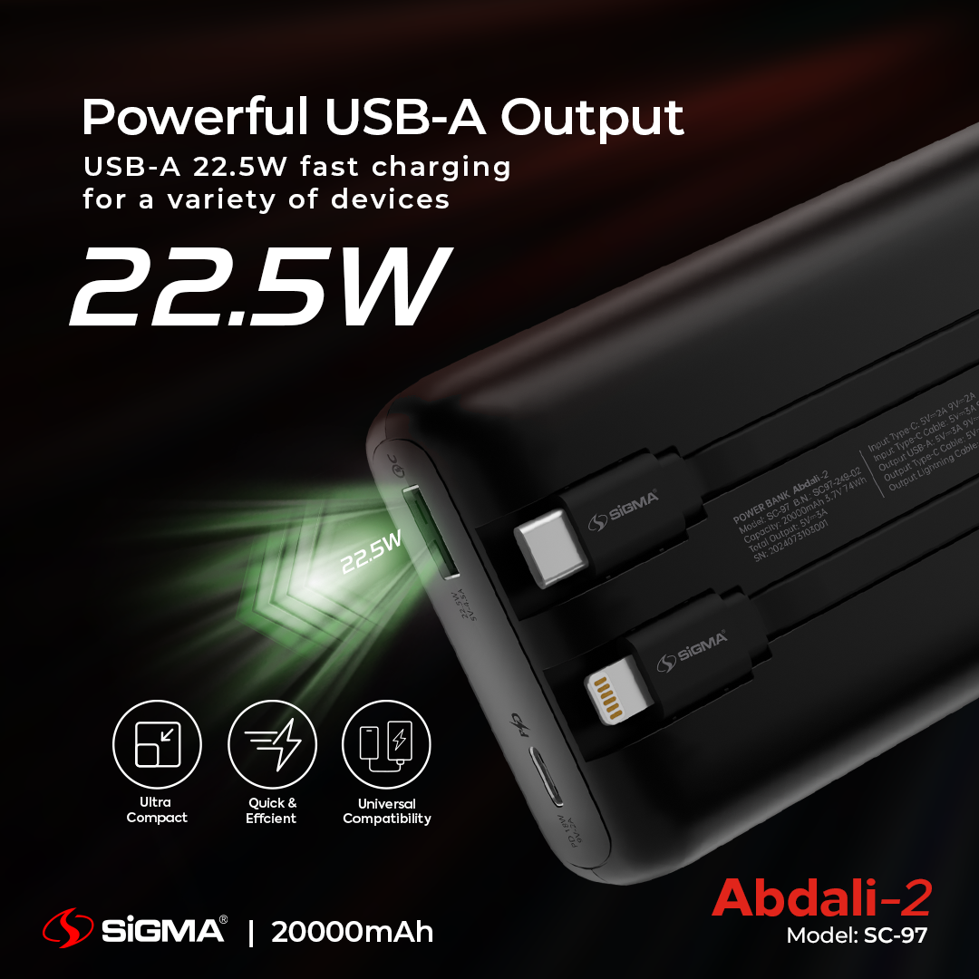 Sigma ABDALI-2 (2in1) POWER BANK 20000 mAh SC-97 image 4