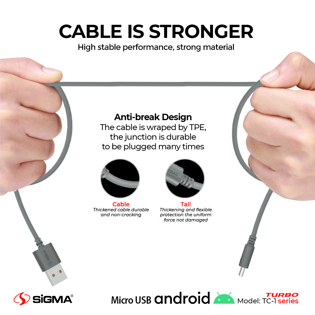 Sigma Turbo Micro Cable 2.4A Auto Disconnect - TC-1 image 1