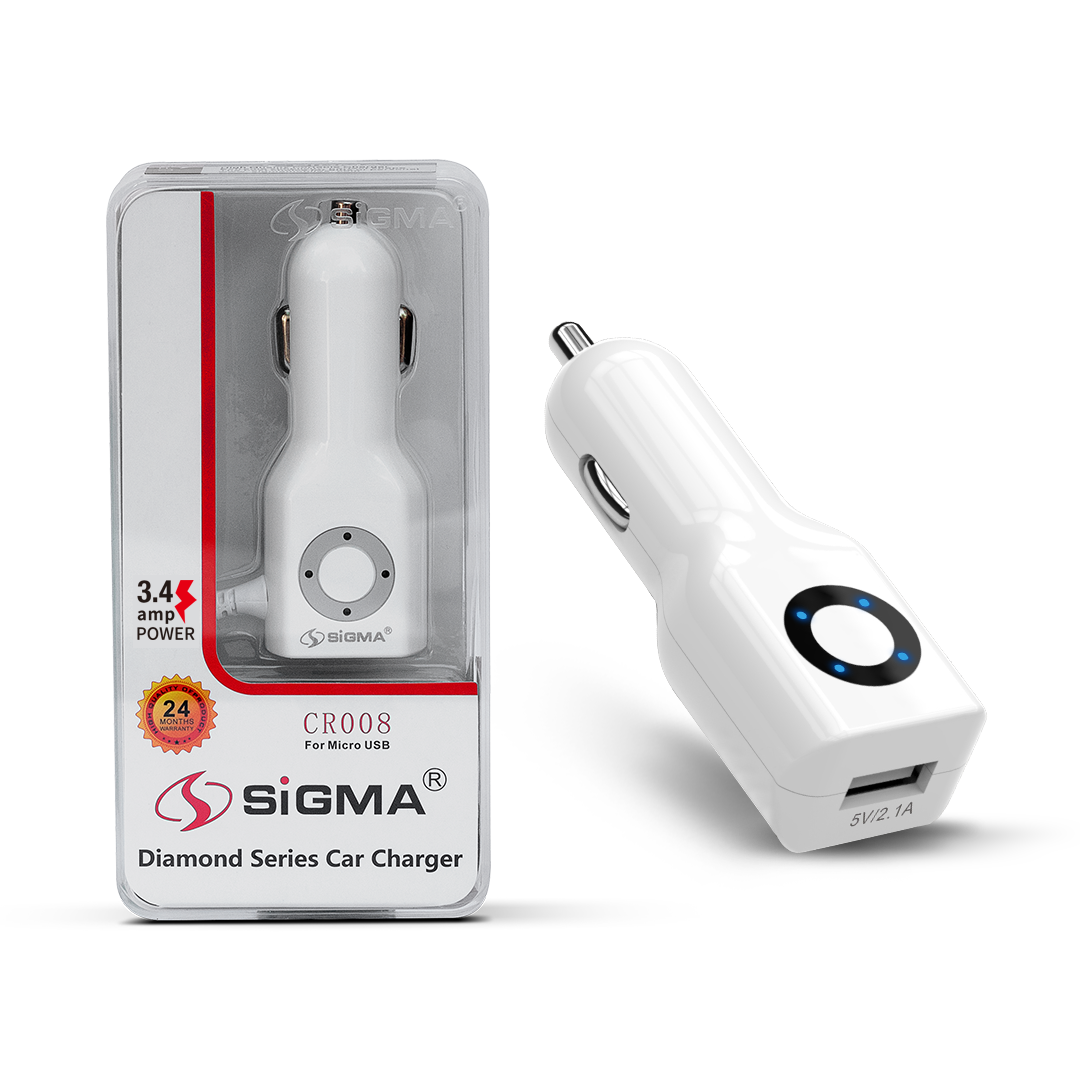 Sigma Diamond Series Micro Single USB Car Charger with Built-in micro cable - CR008 image 4