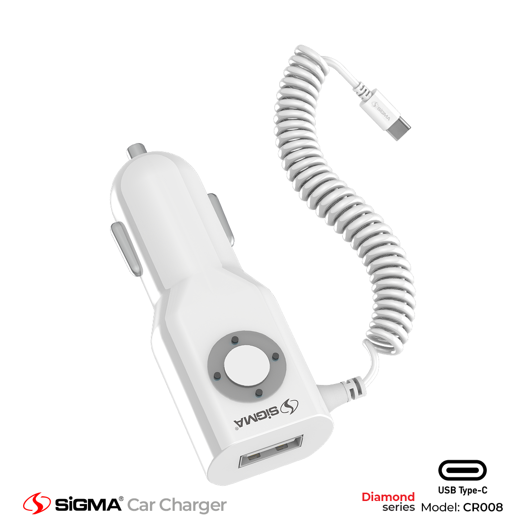Sigma Diamond Series Car Charger with Built-in Type - C cable - CR008 image 0