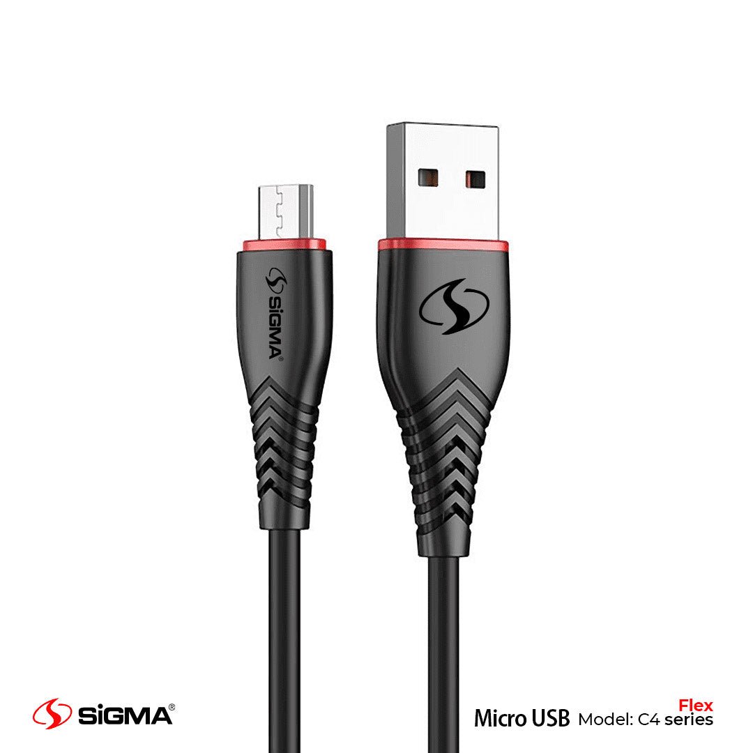 Sigma Flex Micro Cable - 2.4A Auto Disconnect - C4 - Black image 0