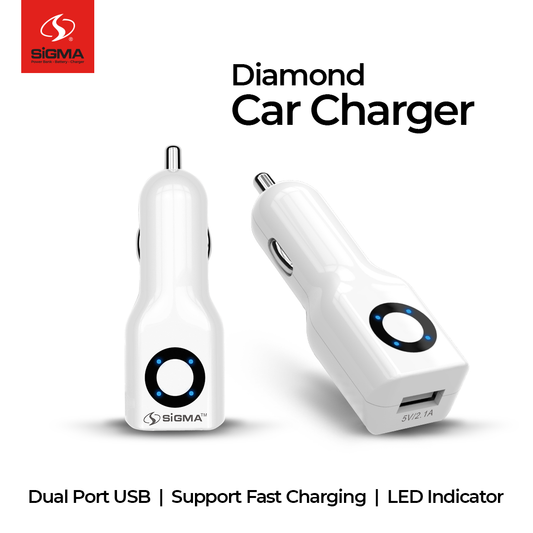 Sigma Diamond Series Micro Single USB Car Charger with Built-in micro cable - CR008 image 1