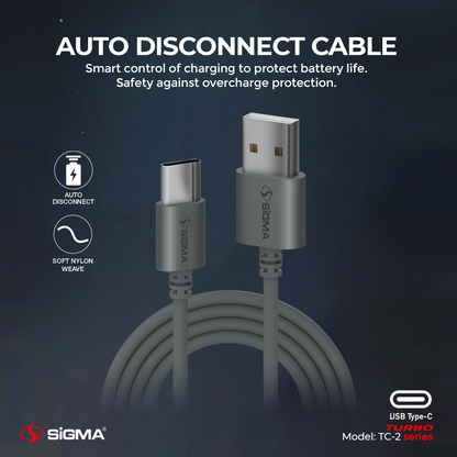 Sigma Turbo Type-C Cable 2.4A Auto Disconnect  - TC-2 image 2