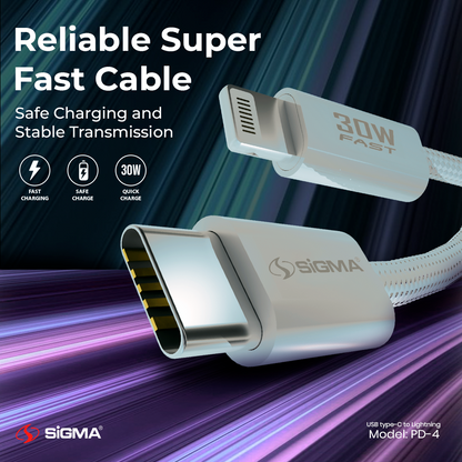 Sigma 30W PD SERIES CABLE Lightning to C Model: PD-4 image 4