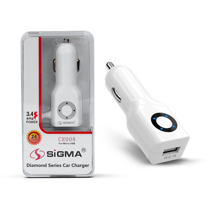 Sigma Diamond Series Micro Single USB Car Charger with Built-in micro cable - CR008 image 4