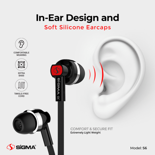 sigma s6 high quality stereo earphones