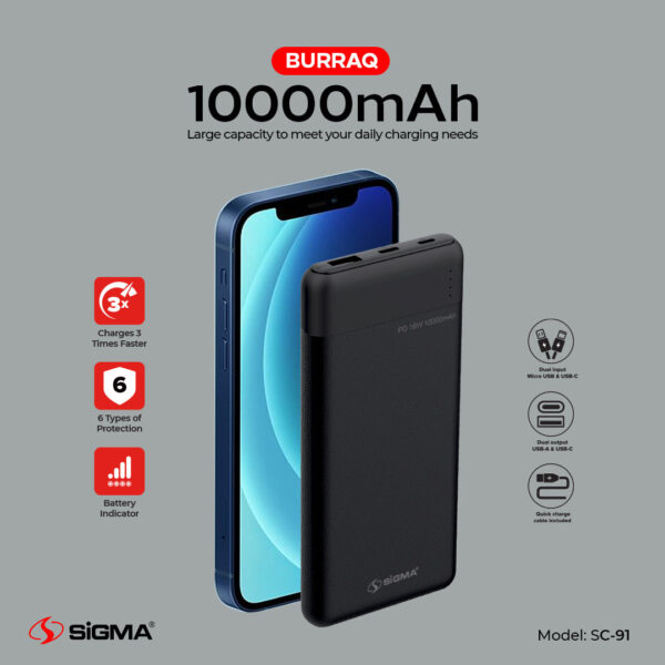 sigma burraq power bank 10000mah sc 91